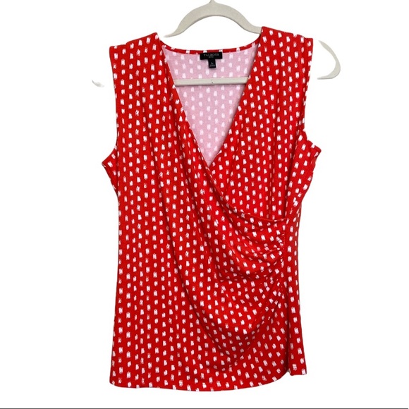 Talbots Women's Size Small Petite Surplice Polkadot Sleeveless Top Blouse NICE!! - Picture 4 of 7